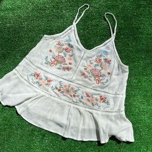 Altar’d State White Floral Tank Top - Medium